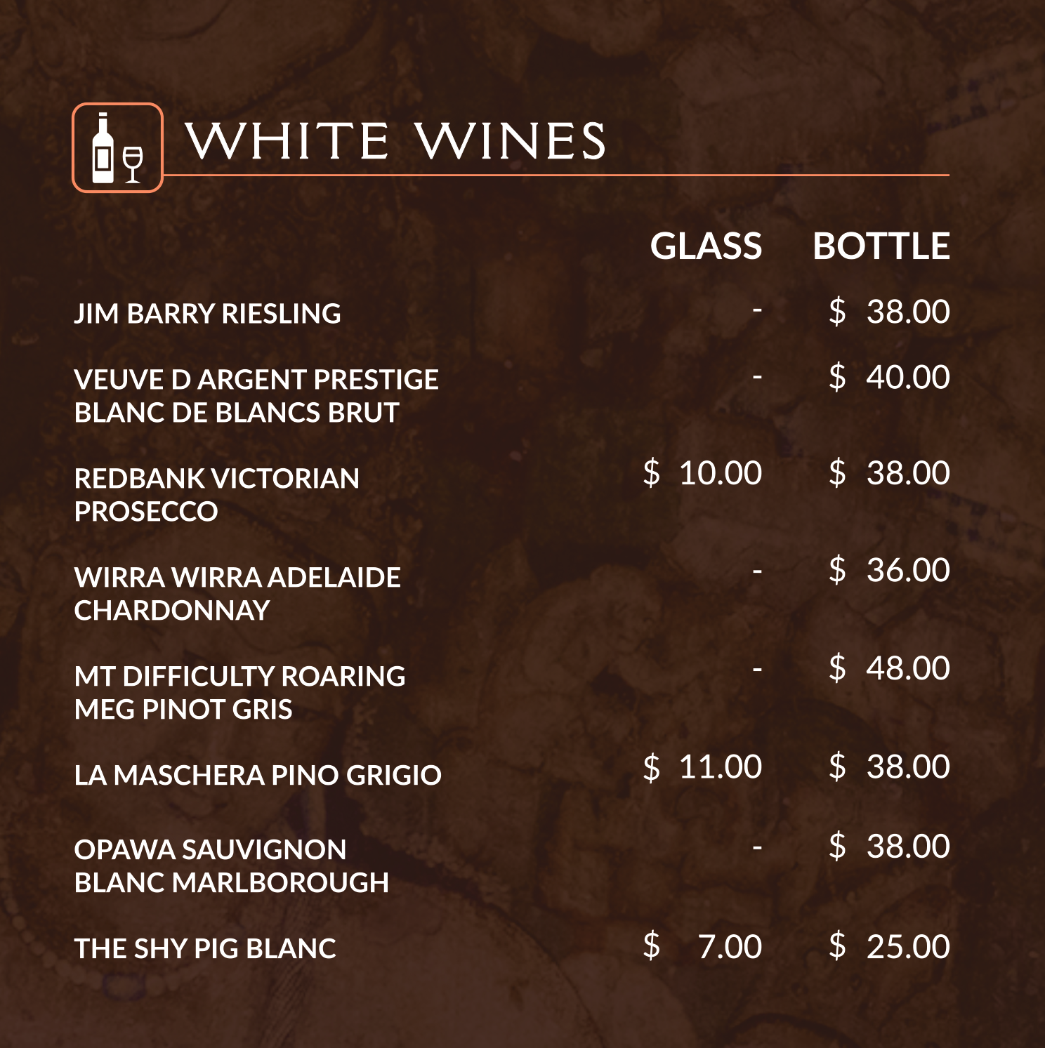 drinks menu